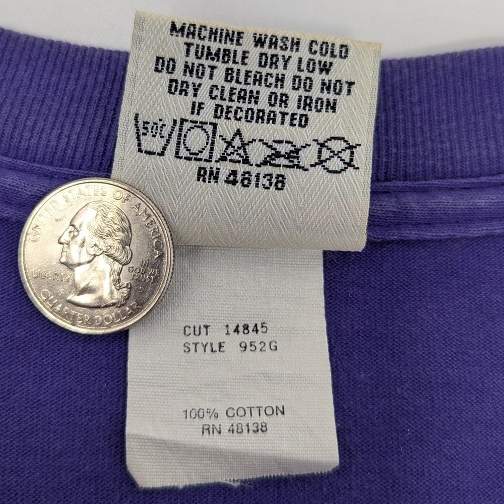 Vintage Minnesota Vikings Nutmeg Mills Throwbacks NFL T Shirt XL Purple Made USA - Picture 5 of 9